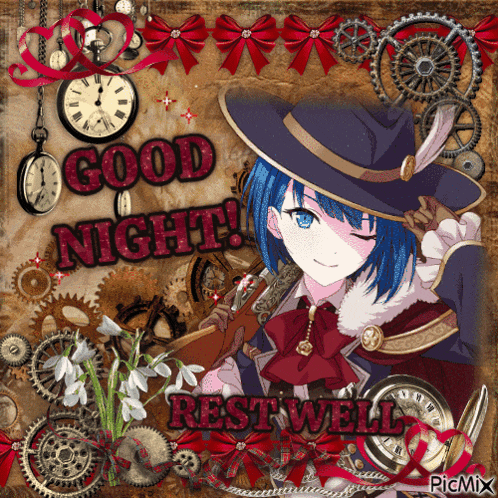 a picture of a girl with the words good night rest well on the bottom