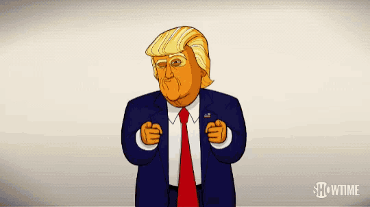 a cartoon of donald trump giving the thumbs up