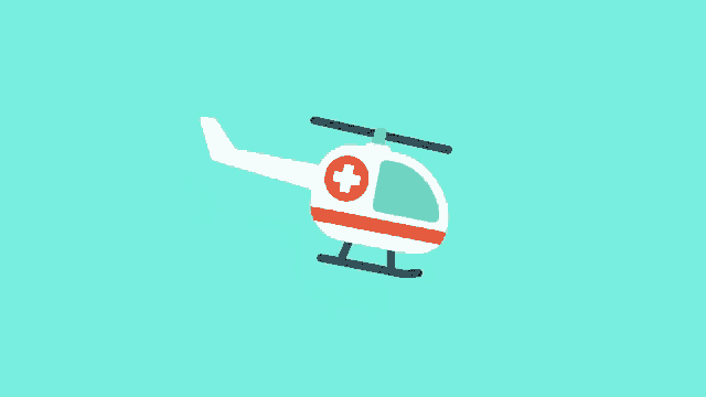 a white helicopter with a red cross on the side is flying in the sky