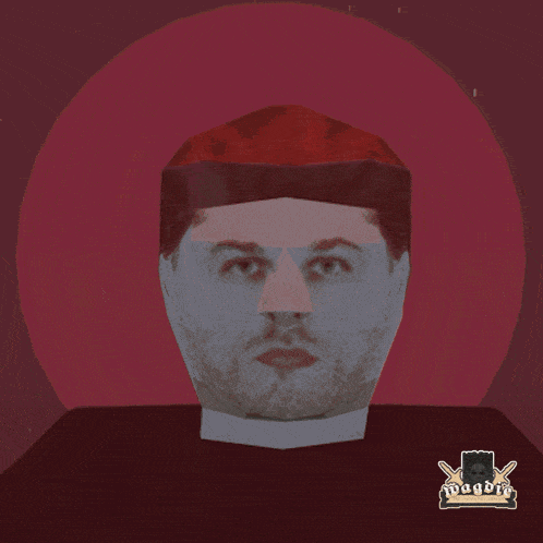 a 3d rendering of a man 's face with a logo that says magbri on the bottom