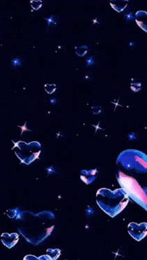 the letter p is surrounded by blue hearts on a black background
