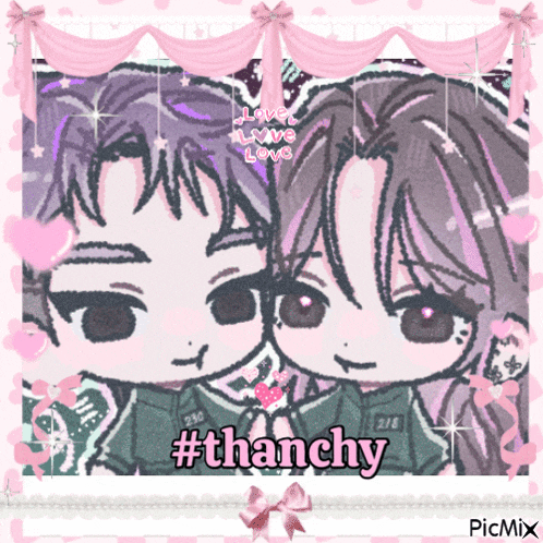 a picture of a boy and a girl with #thanchy written on it