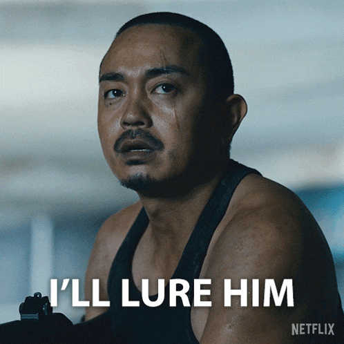 a man with a gun says i 'll lure him on a netflix ad