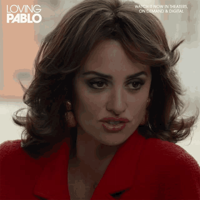 a close up of a woman 's face with the words loving pablo above her