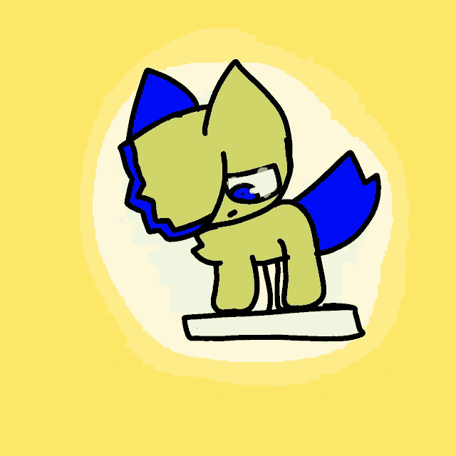 a cartoon drawing of a dog with blue wings