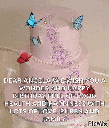 dear angela , we wish you a wonder and happy birthday full of good health and happiness with lots of love and family .
