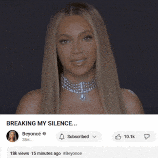 a screenshot of a video by beyonce titled " breaking my silence "
