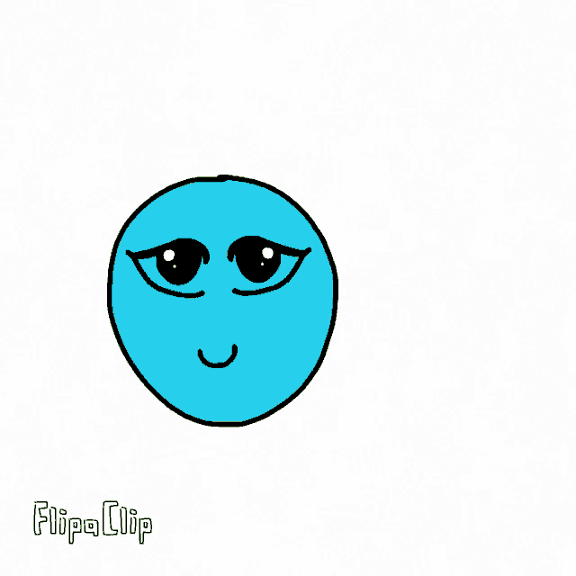 a cartoon of a blue ball with a surprised look on its face and the words flipa clip below it