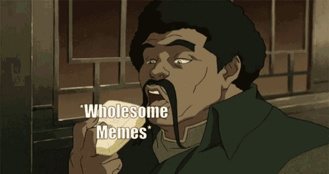 a cartoon of a man drinking a beer with the words wholesome memes on the bottom