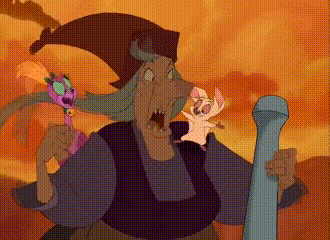 a cartoon of a witch holding a stick and a dragon
