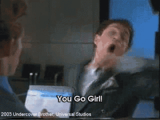 a man in a suit says " you go girl "