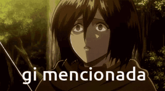 a picture of a girl with the words gi mencionada written below her