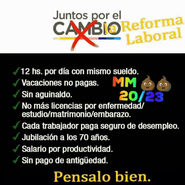 a poster that says juntos por el cambio reforma