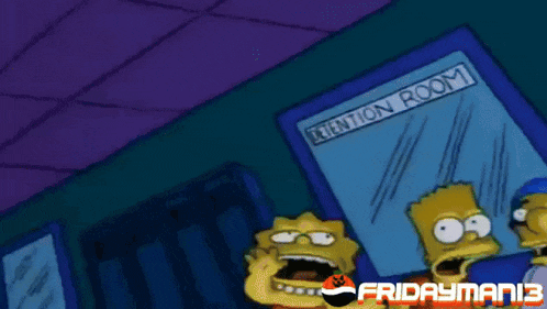 bart simpson and lisa simpson looking at a green ghost in front of a sign that says exhibition