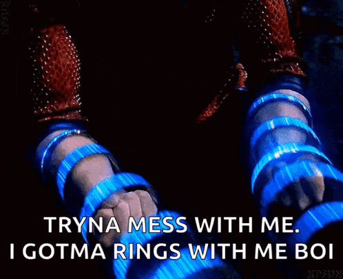 a person with rings on their wrists is saying tryna mess with me i gotma rings with me boi