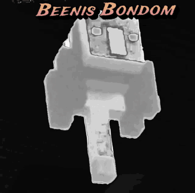 a black and white drawing of a robot with beenis bondom written above it