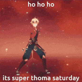 a video game character is dancing with the words ho ho ho its super thoma saturday below him