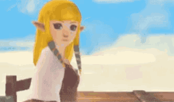 a pixelated image of a girl with blonde hair and ears