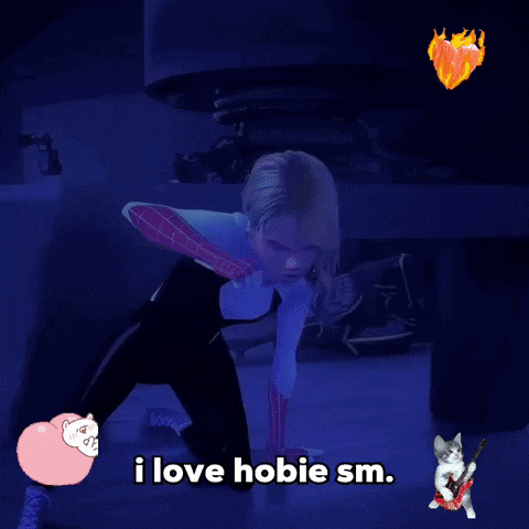 a drawing of a man with the words " i love hobie sm " below it
