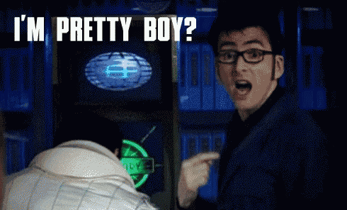 a man with glasses says i 'm pretty boy while pointing