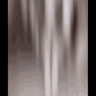 a close up of a white curtain with a blurred image