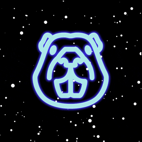 a neon sign of a bear with the letter b on its face