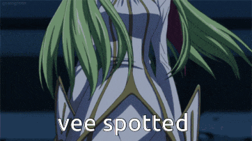 a picture of a girl with green hair and the words vee spotted above her