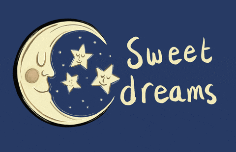 a drawing of a crescent moon and stars with the words sweet dreams written below it