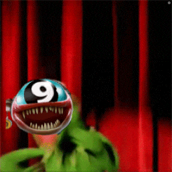 a cartoon character with the number 9 on its head