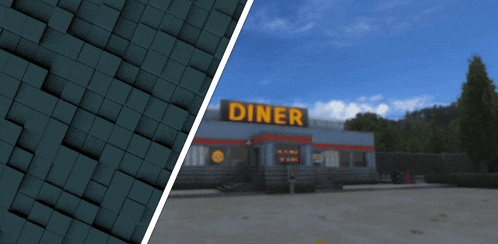 a blurred image of a diner with the words nexus community on the bottom