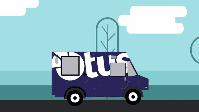 a purple bus with the word tus on the side