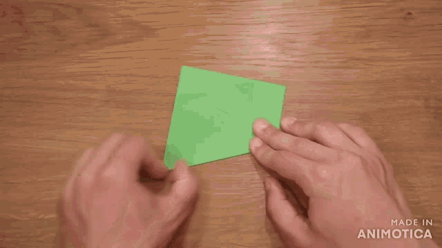 a person is making an origami frog with the words made in animotica visible
