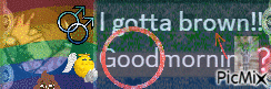 a picture of a rainbow flag with the words " i gotta brown "