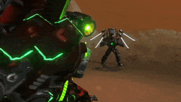 a robot with a green light on its chest
