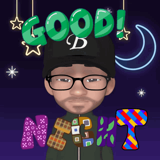 a man with glasses and a hat that says good d on it