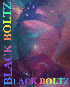 a man singing into a microphone with the name black boltz written on the bottom