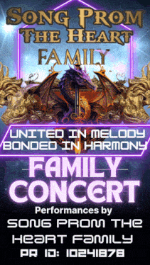 a poster for a song prom the heart family family concert