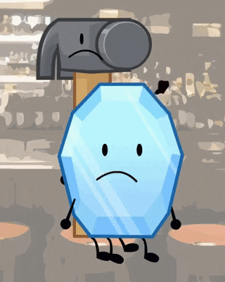 a cartoon character is standing next to a hammer