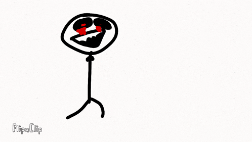 a drawing of a stick figure with a balloon in his mouth and the words flipa clip below it