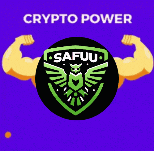 a logo for safuu is surrounded by coins and muscles