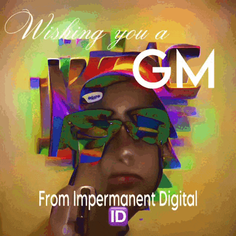 a picture of a person wearing sunglasses and a hat with the words wishing you a gm from imperfect digital id
