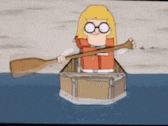 a girl in a life jacket is paddling a boat