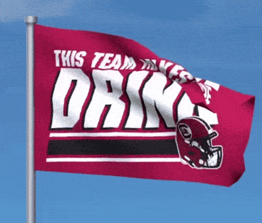 a red flag that says " this team dak " on it