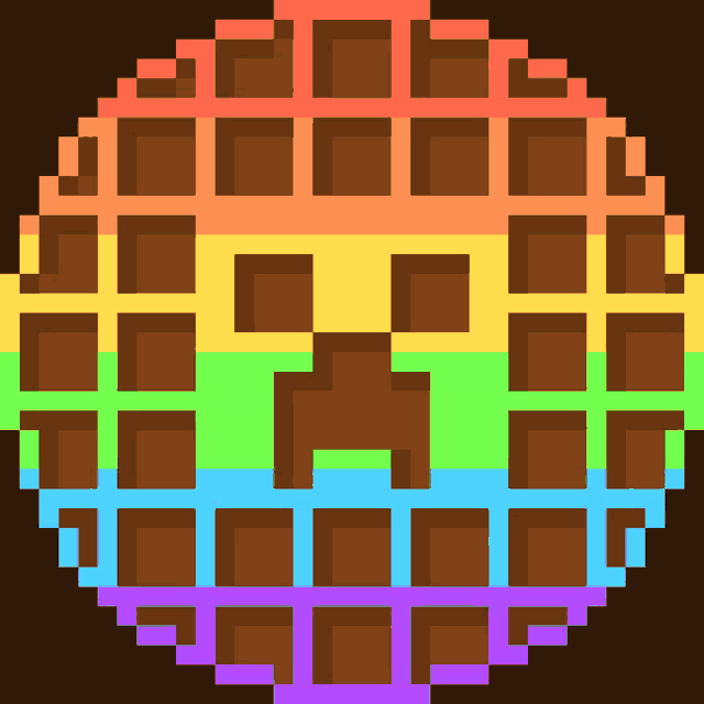 a pixel art of a waffle with a creeper face in the middle