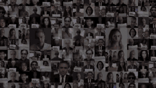 a collage of people 's faces with a man in the middle holding a sign that says ' freedom '