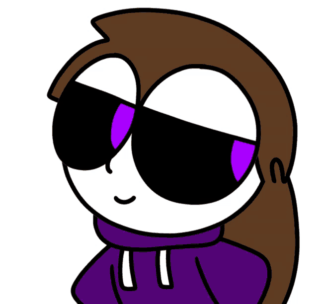 a cartoon character wearing a purple sweater and sunglasses