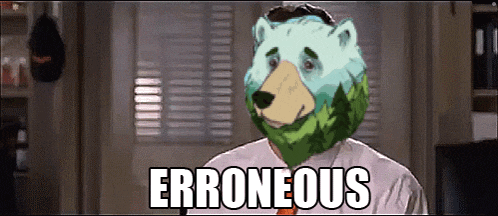 a man with a bear head and the word erroreous written below him