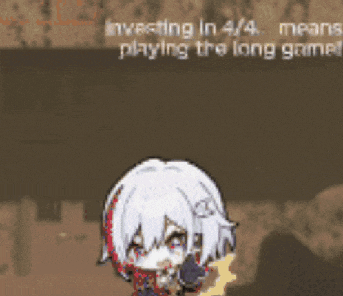 a cartoon of a girl with the words investing in 4/4 means playing the long game