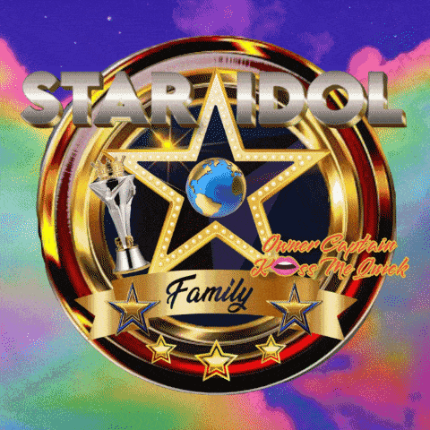 a logo for star idol family shows a star with a globe in the center