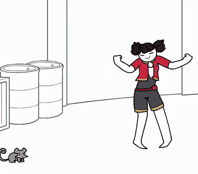 a cartoon of a person holding a sword and a mouse